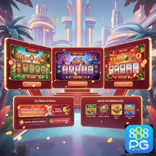 Ilustração de Explore os Slots e Serviços VIP na 888pg